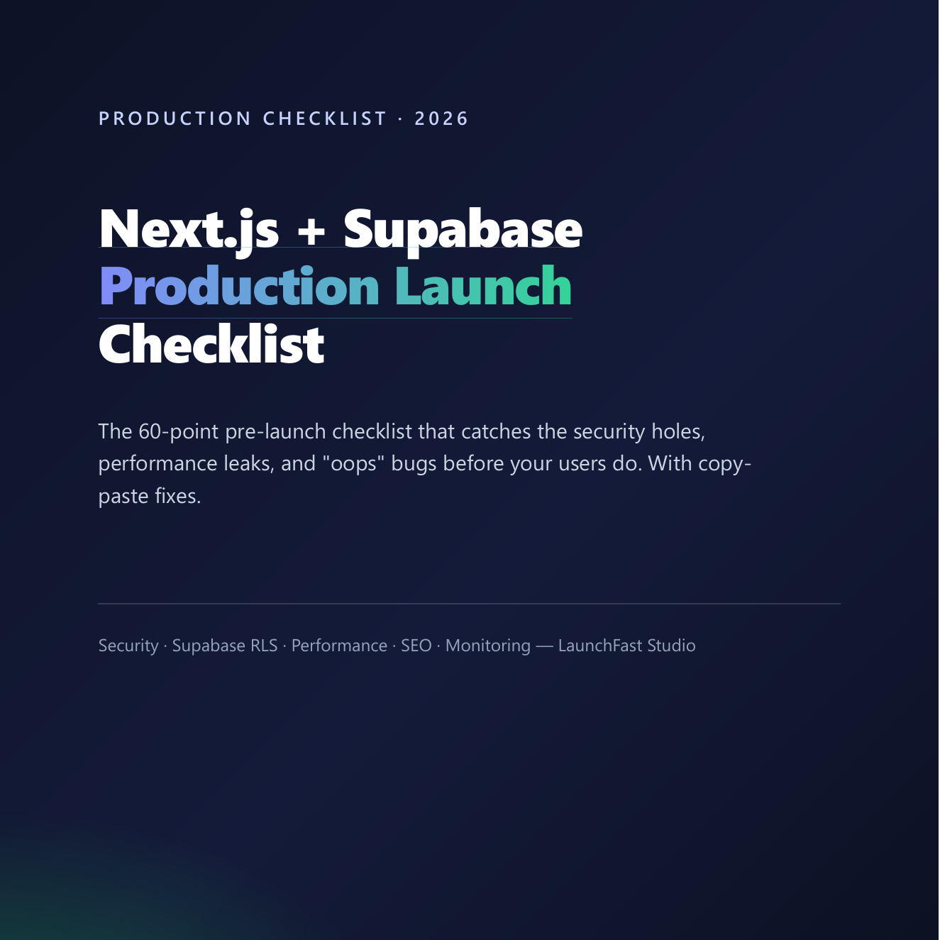 Cover of the Next.js and Supabase Production Checklist PDF